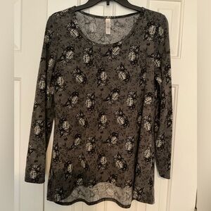 Lularoe Medium Lynnae Long-sleeved Owl Tunic Top